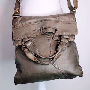 Lucky Brand Bronze Leather Crossbody Fold Over Bag